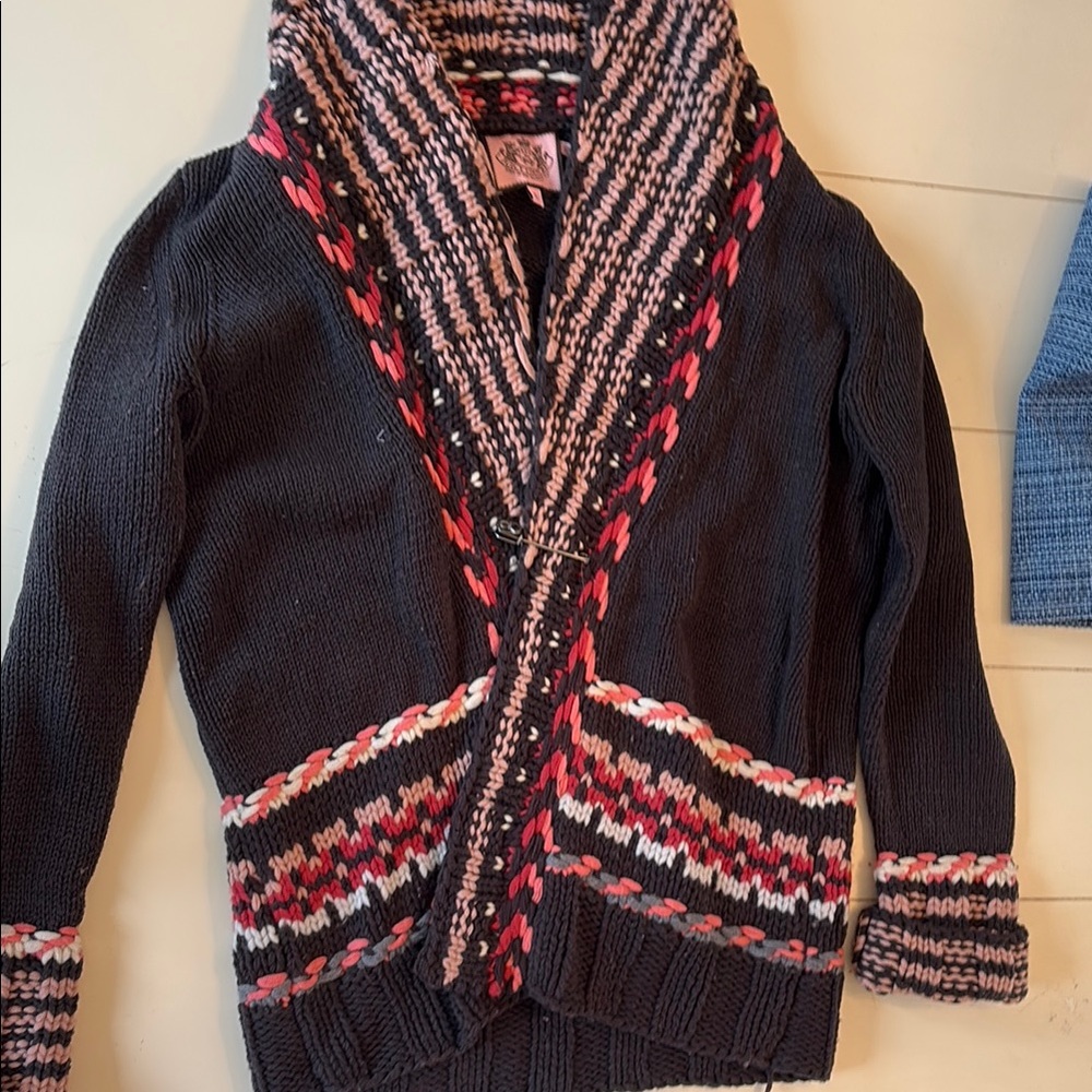 Black and Pink Knit Cardigan